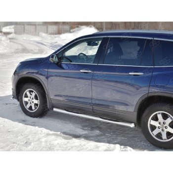 24 549 р. Пороги труба d76 с накладкой SLITKOFF (вариант №1)  Honda Pilot  YF6 (2016-2019) дорестайлинг  с доставкой в г. Керчь. Увеличить фотографию 3