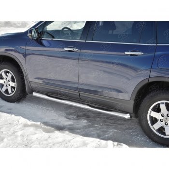 24 549 р. Пороги труба d76 с накладкой SLITKOFF (вариант №1)  Honda Pilot  YF6 (2016-2019) дорестайлинг  с доставкой в г. Керчь. Увеличить фотографию 4