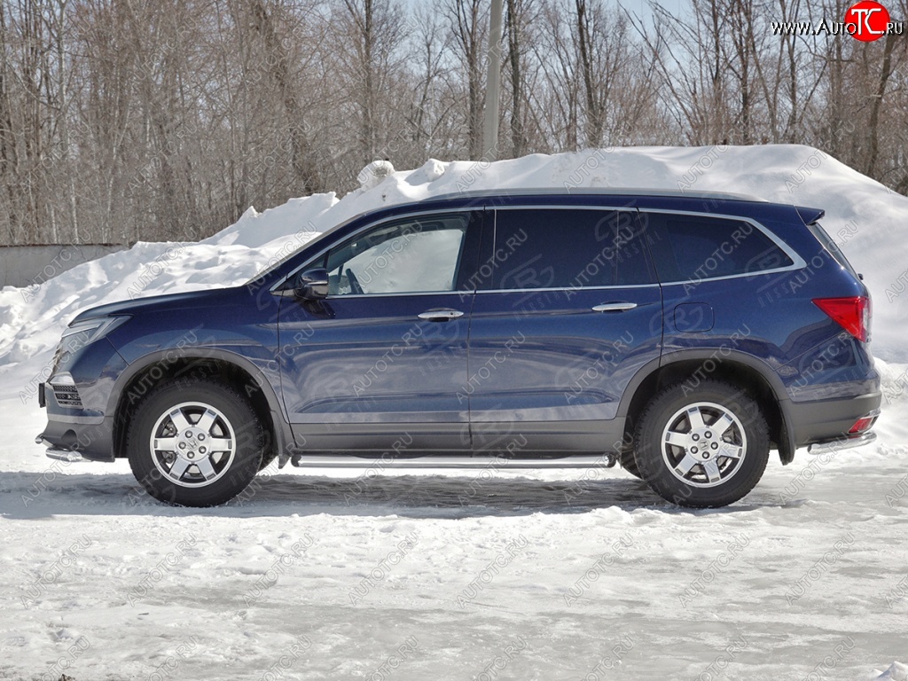 24 549 р. Пороги труба d76 с накладкой SLITKOFF (вариант №1)  Honda Pilot  YF6 (2016-2019) дорестайлинг  с доставкой в г. Керчь
