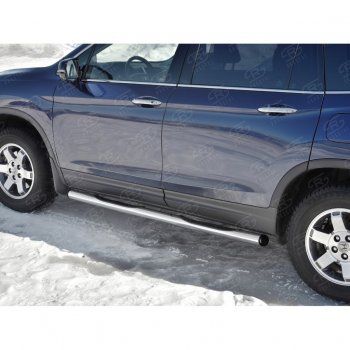 22 549 р. Пороги труба d76 с накладкой SLITKOFF (вариант №2)  Honda Pilot  YF6 (2016-2019) дорестайлинг  с доставкой в г. Керчь. Увеличить фотографию 4
