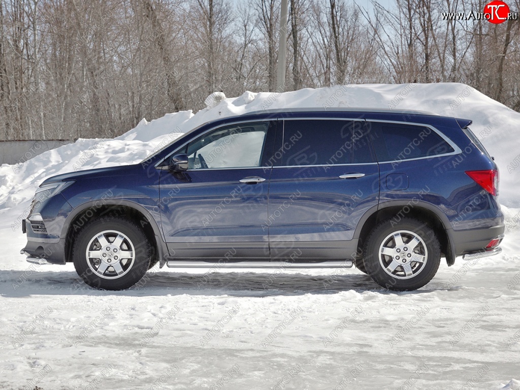 24 549 р. Пороги труба d76 с накладкой SLITKOFF (вариант №3)  Honda Pilot  YF6 (2016-2019) дорестайлинг  с доставкой в г. Керчь