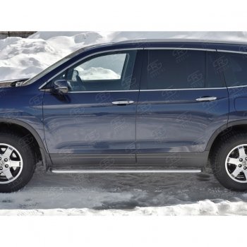 24 649 р. Пороги труба d42 с листом SLITKOFF (вариант №1)  Honda Pilot  YF6 (2016-2019) дорестайлинг  с доставкой в г. Керчь. Увеличить фотографию 2