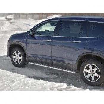 24 649 р. Пороги труба d42 с листом SLITKOFF (вариант №1)  Honda Pilot  YF6 (2016-2019) дорестайлинг  с доставкой в г. Керчь. Увеличить фотографию 3