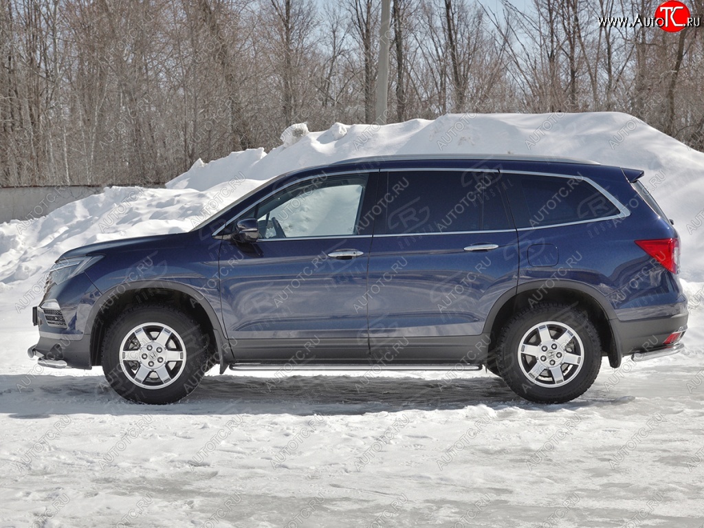 24 649 р. Пороги труба d42 с листом SLITKOFF (вариант №1)  Honda Pilot  YF6 (2016-2019) дорестайлинг  с доставкой в г. Керчь