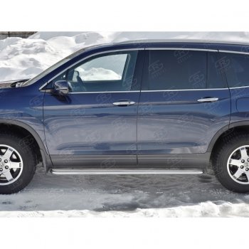 35 549 р. Пороги труба d42 с листом SLITKOFF (вариант №)  Honda Pilot  YF6 (2016-2019) дорестайлинг  с доставкой в г. Керчь. Увеличить фотографию 2
