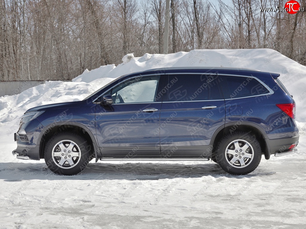 35 549 р. Пороги труба d42 с листом SLITKOFF (вариант №)  Honda Pilot  YF6 (2016-2019) дорестайлинг  с доставкой в г. Керчь