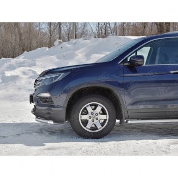 19 499 р. Защита переднего бампера (Ø63 мм, нержавейка) SLITKOFF Honda Pilot YF6 дорестайлинг (2016-2019)  с доставкой в г. Керчь. Увеличить фотографию 2