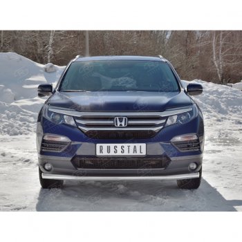 19 499 р. Защита переднего бампера (Ø63 мм, нержавейка) SLITKOFF Honda Pilot YF6 дорестайлинг (2016-2019)  с доставкой в г. Керчь. Увеличить фотографию 3