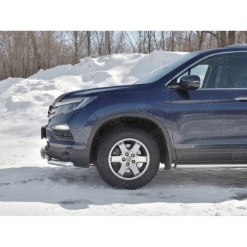 17 299 р. Защита переднего бампера (2 трубы Ø63 и 75х42 мм, нержавейка) Russtal Honda Pilot YF6 дорестайлинг (2016-2019)  с доставкой в г. Керчь. Увеличить фотографию 2