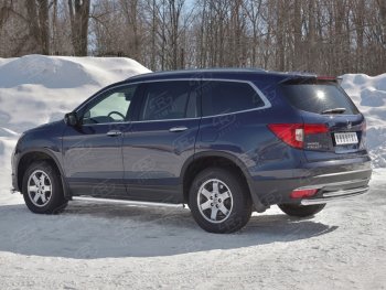 19 799 р. Защита заднего бампера (2 трубы Ø63 и 42 мм, нержавейка) SLITKOFF  Honda Pilot  YF6 (2016-2019) дорестайлинг  с доставкой в г. Керчь. Увеличить фотографию 2