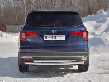 19 799 р. Защита заднего бампера (2 трубы Ø63 и 42 мм, нержавейка) SLITKOFF  Honda Pilot  YF6 (2016-2019) дорестайлинг  с доставкой в г. Керчь. Увеличить фотографию 4