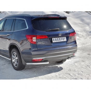 18 499 р. Защита заднего бампера (Ø63 мм уголки, нержавейка) SLITKOFF Honda Pilot YF6 дорестайлинг (2016-2019)  с доставкой в г. Керчь. Увеличить фотографию 2