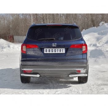 18 499 р. Защита заднего бампера (Ø63 мм уголки, нержавейка) SLITKOFF Honda Pilot YF6 дорестайлинг (2016-2019)  с доставкой в г. Керчь. Увеличить фотографию 4