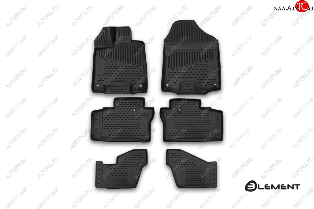 3 089 р. Коврики в салон Element 3D (полиуретан, 6 шт.) Honda Pilot YF6 рестайлинг (2018-2021) (Черные)  с доставкой в г. Керчь