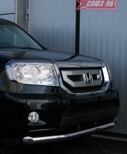 Защита переднего бампера одинарная Souz-96 (d76). Honda Pilot YF4 рестайлинг (2011-2015)