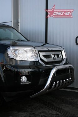 Защита переднего бампера Souz-96 (d76) Honda Pilot YF4 рестайлинг (2011-2015)