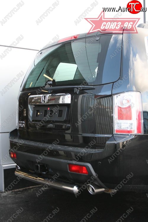 11 024 р. Защита заднего бампера Souz-96 (d76) Honda Pilot YF4 рестайлинг (2011-2015)  с доставкой в г. Керчь