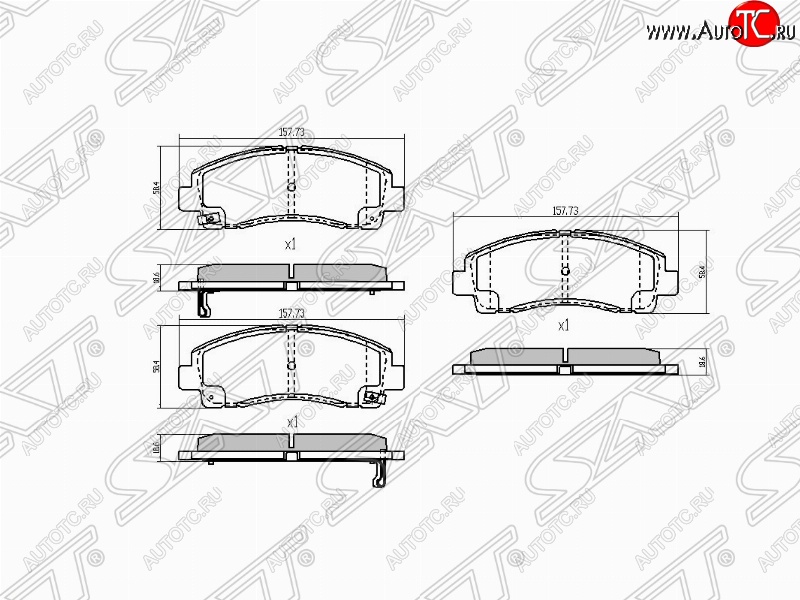 1 429 р. Колодки тормозные (передние) SAT  Honda Ridgeline  YK1 (2005-2008) дорестайлинг  с доставкой в г. Керчь