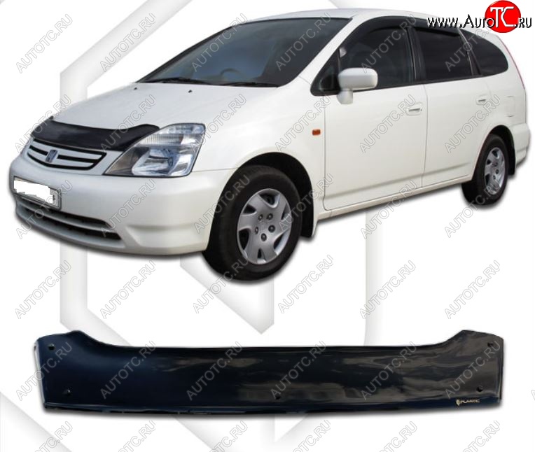 2 159 р. Дефлектор капота CA-Plastic  Honda Stream  1 RN1,RN3 (2000-2004)  дорестайлинг (Classic черный, Без надписи)  с доставкой в г. Керчь