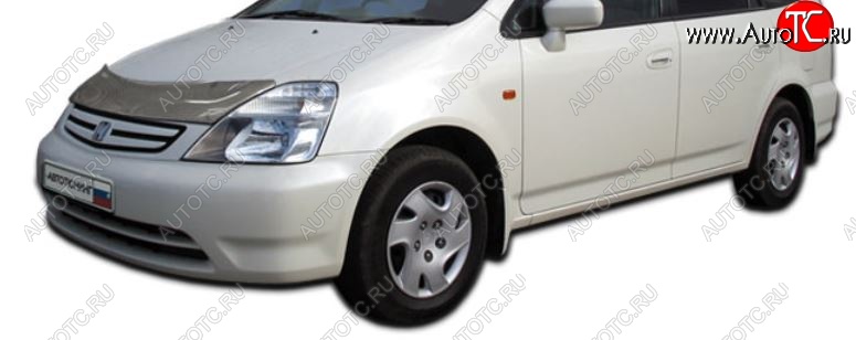2 599 р. Дефлектор капота CA-Plastic  Honda Stream  1 RN1,RN3 (2000-2004)  дорестайлинг (Шелкография карбон-серебро)  с доставкой в г. Керчь