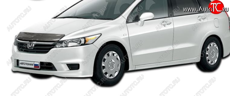 2 599 р. Дефлектор капота CA-Plastic  Honda Stream  2 RN6,RN7, RN8, RN9 (2006-2009) дорестайлинг (Шелкография карбон-серебро)  с доставкой в г. Керчь