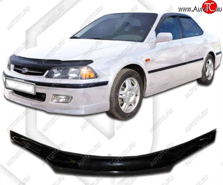1 999 р. Дефлектор капота (CF3-CF5, CL1, CL3) CA-Plastic Honda Tourneo 1 CF дорестайлинг (1997-2000) (Classic черный, Без надписи)  с доставкой в г. Керчь