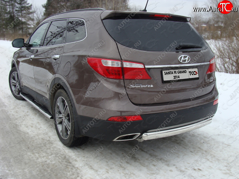 15 899 р. Защита заднего бампера (овальная) ТСС (нержавейка d 75х42 мм)  Hyundai Grand Santa Fe  1 DM (2013-2016) дорестайлинг  с доставкой в г. Керчь