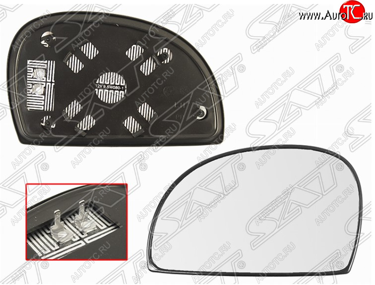 679 р. Левое полотно зеркала SAT (сферическое с обогревом)  Hyundai Accent  седан ТагАЗ (2001-2012)  с доставкой в г. Керчь
