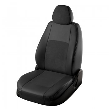 Чехлы для сидений из экокожи и алькантары Lord Auto Турин Hyundai Accent  седан ТагАЗ (2001-2012) (Чёрный, вставка синяя)
