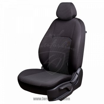 Чехлы для сидений Lord Autofashion Дублин (жаккард) Hyundai Accent  седан ТагАЗ (2001-2012) (Черный, вставка Ёж Белый)