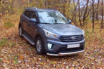 24 499 р. Порожки для ног из трубы Ø51 с алюминиевой площадкой Petroil Tuning  Hyundai Creta  GS (2015-2021) дорестайлинг, рестайлинг (Нержавеющая полированная сталь)  с доставкой в г. Керчь. Увеличить фотографию 4
