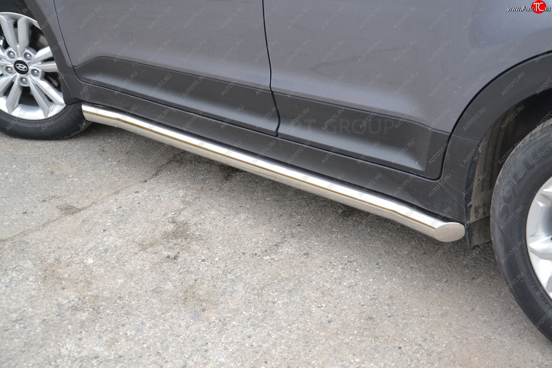 19 899 р. Защита порогов вогнутая из трубы Ø63 Petroil Tuning  Hyundai Creta  GS (2015-2021) дорестайлинг, рестайлинг (Нержавеющая полированная сталь)  с доставкой в г. Керчь