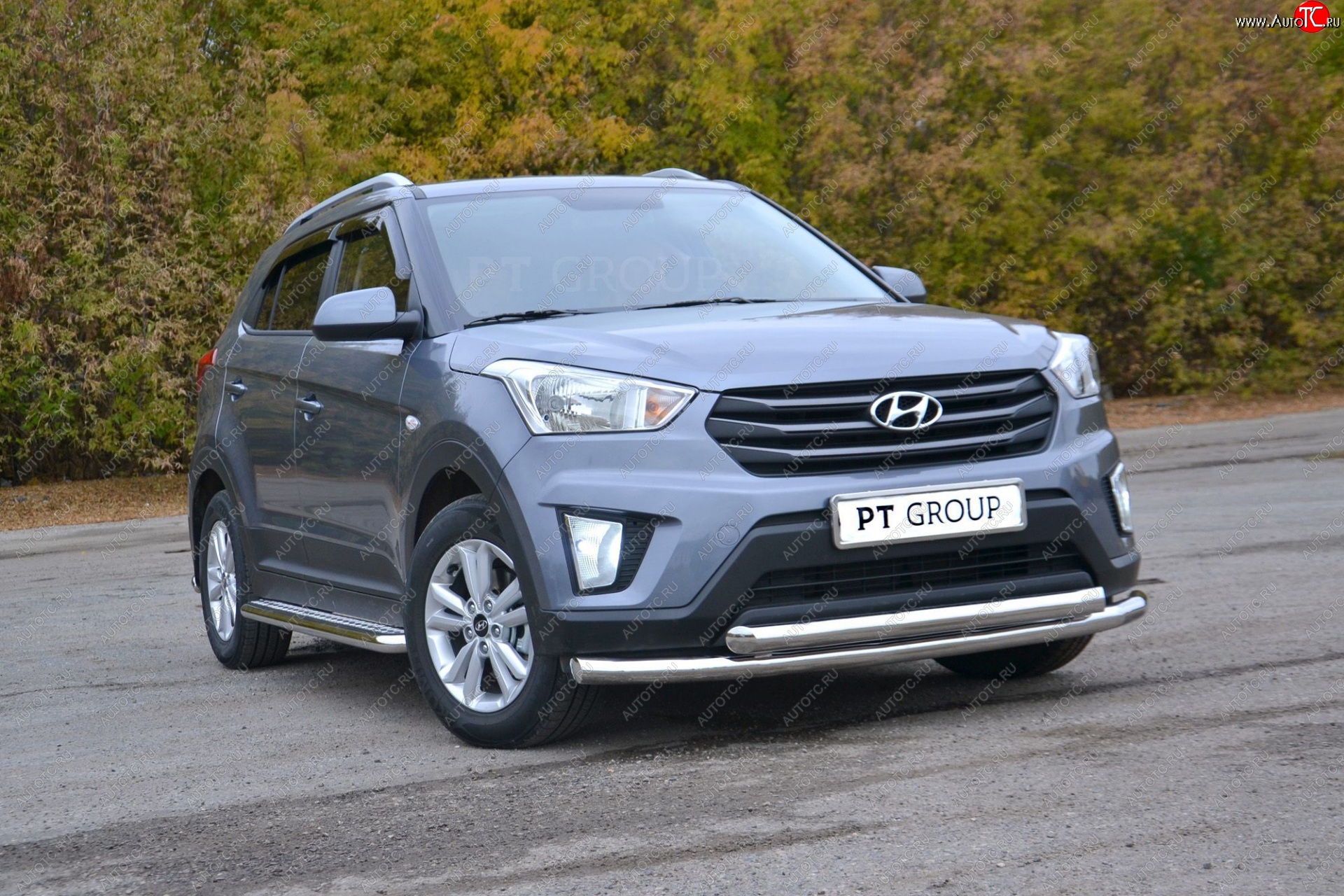 22 699 р. Защита переднего бампера двойная из труб d63/63 мм Petroil Tuning  Hyundai Creta  GS (2015-2021) дорестайлинг, рестайлинг (Нержавеющая полированная сталь)  с доставкой в г. Керчь