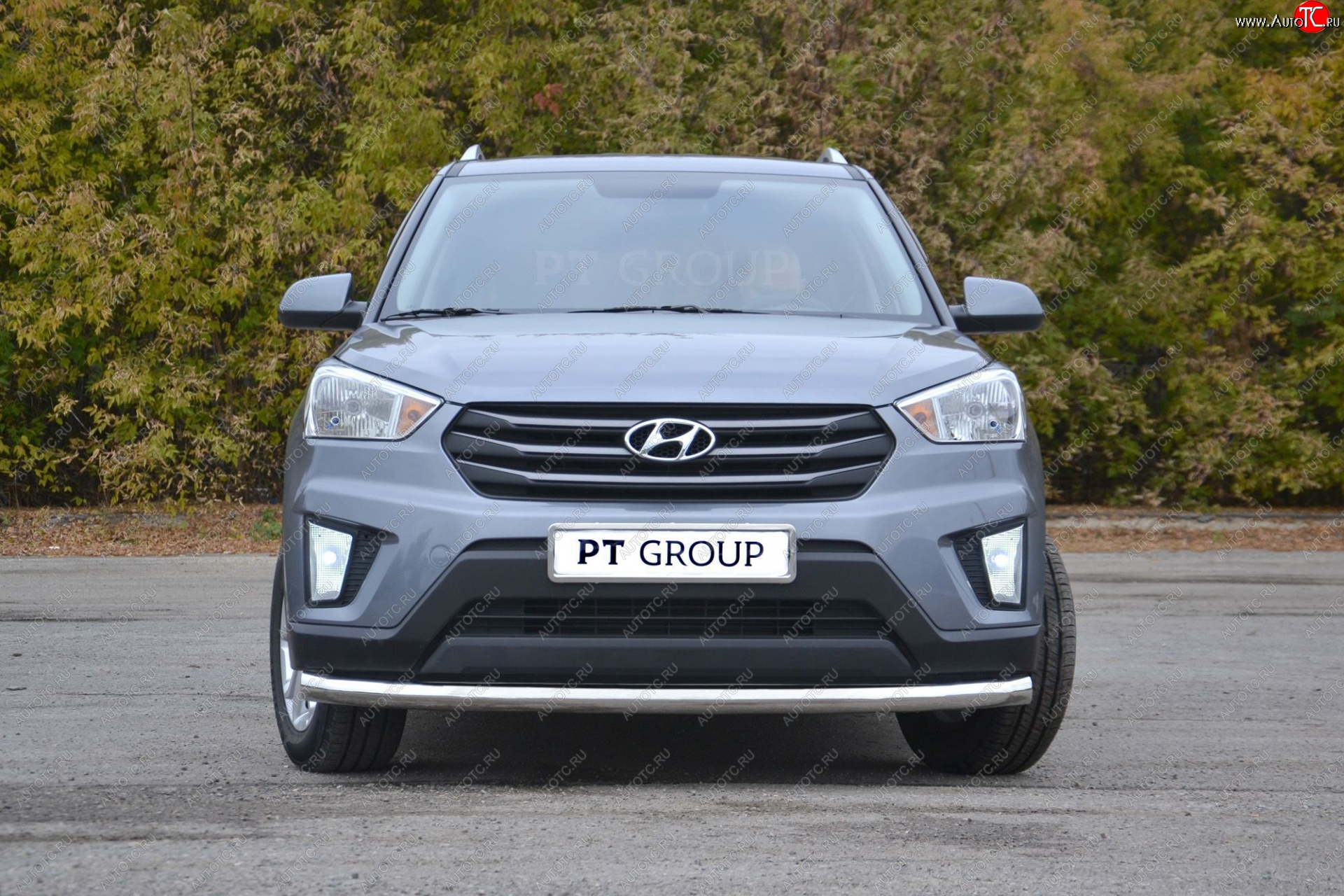 21 099 р. Защита переднего бампера одинарная из трубы d63 мм Petroil Tuning Hyundai Creta GS рестайлинг (2019-2021) (Нержавеющая полированная сталь)  с доставкой в г. Керчь