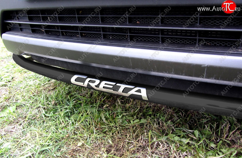 6 849 р. Защита переднего бампера Slitkoff (d42, черная,с надписью) Hyundai Creta GS рестайлинг (2019-2021) (Цвет: серебристый)  с доставкой в г. Керчь
