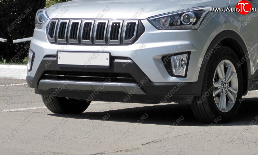 4 049 р. Накладка переднего бампера Next Hyundai Creta GS рестайлинг (2019-2021) (Серебристый цвет)  с доставкой в г. Керчь