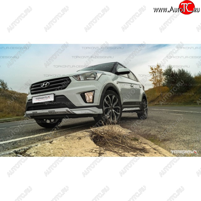 8 599 р. Накладка переднего бампера TopKontur Design Hyundai Creta GS рестайлинг (2019-2021) (Неокрашенная)  с доставкой в г. Керчь