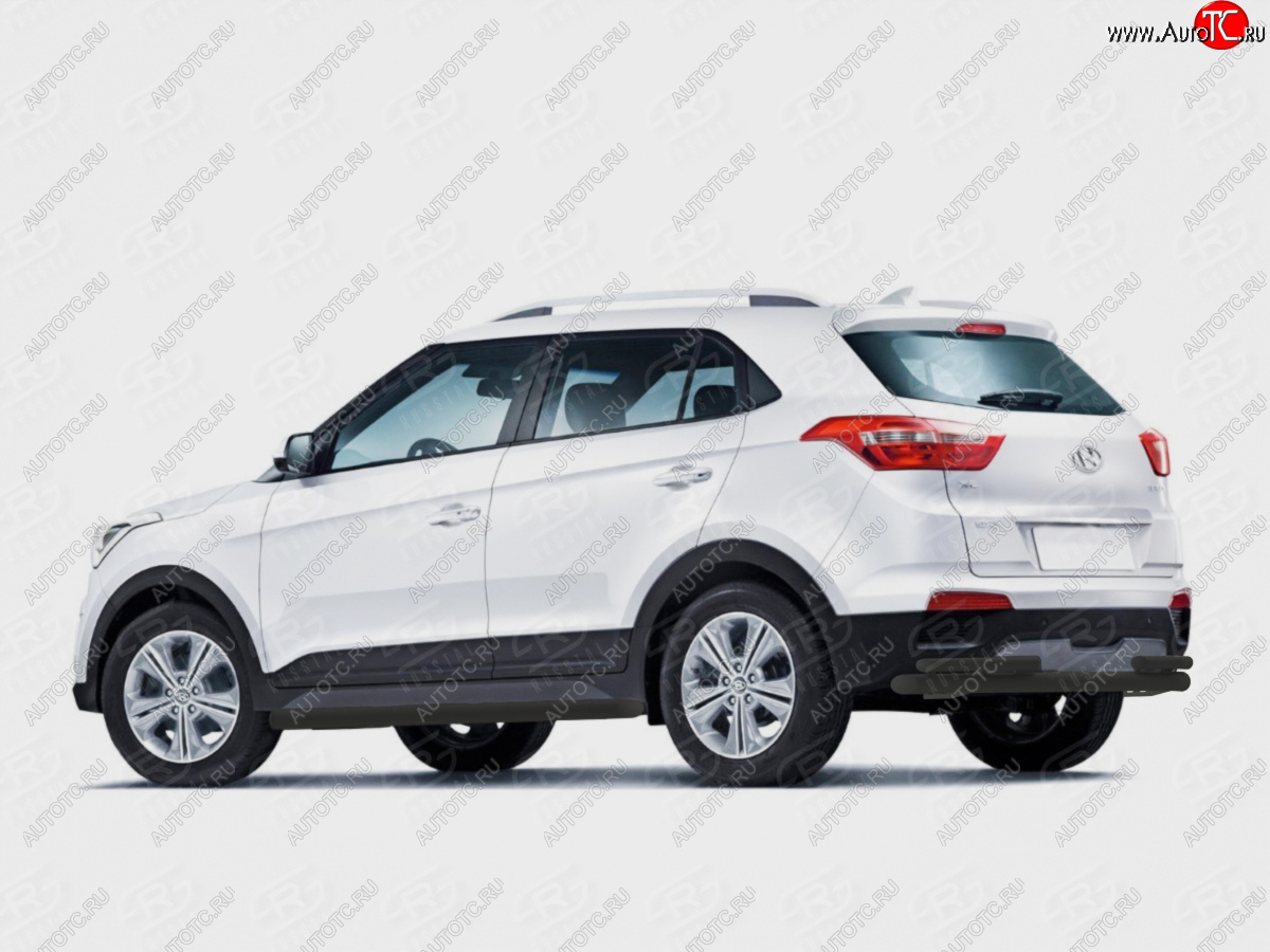 12 949 р. Защита заднего бампера (Ø57 секции/Ø42 уголки) SLITKOFF  Hyundai Creta  GS (2015-2021) дорестайлинг, рестайлинг (нержавейка с полимерным покрытием, черный)  с доставкой в г. Керчь