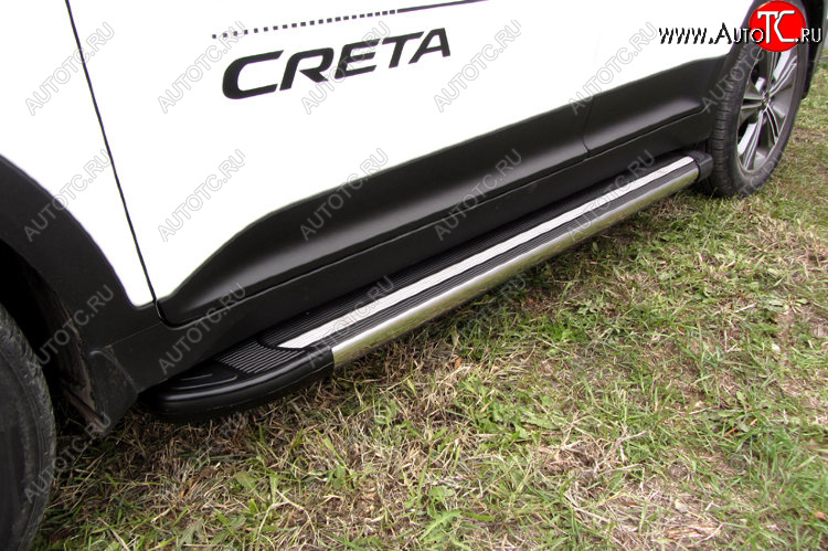 11 299 р. Пороги алюминиевые Luxe Black 1700 черные на  Hyundai Creta  GS (2015-2021) дорестайлинг, рестайлинг (Luxe Black)  с доставкой в г. Керчь