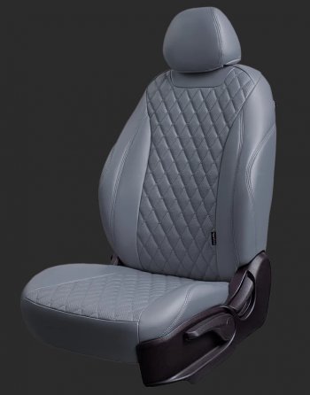Чехлы для сидений Lord Autofashion Байрон (экокожа) Hyundai Creta  GS (2015-2021) дорестайлинг, рестайлинг (Серый, вставка серая, строчка серая)