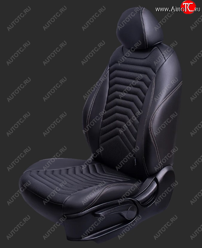 17 799 р. Чехлы для сидений Lord Autofashion Байрон ПРЕЗИДЕНТ (экокожа, спинка 60/40, 2 Г-образных подголовника)  Hyundai Creta  GS (2015-2021) дорестайлинг, рестайлинг (Черный, вставка черная, строчка бежевая)  с доставкой в г. Керчь