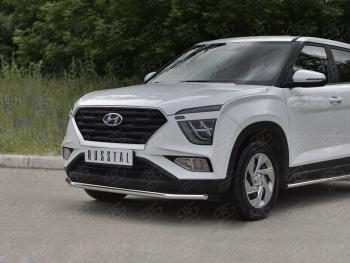 13 399 р. Защита переднего бампера (Ø42 мм, нержавейка) SLITKOFF Hyundai Creta SU (2020-2022)  с доставкой в г. Керчь. Увеличить фотографию 2