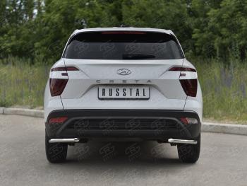 Защита заднего бампера (Ø42 мм, уголки, нержавейка) SLITKOFF Hyundai Creta  SU (2020-2022)