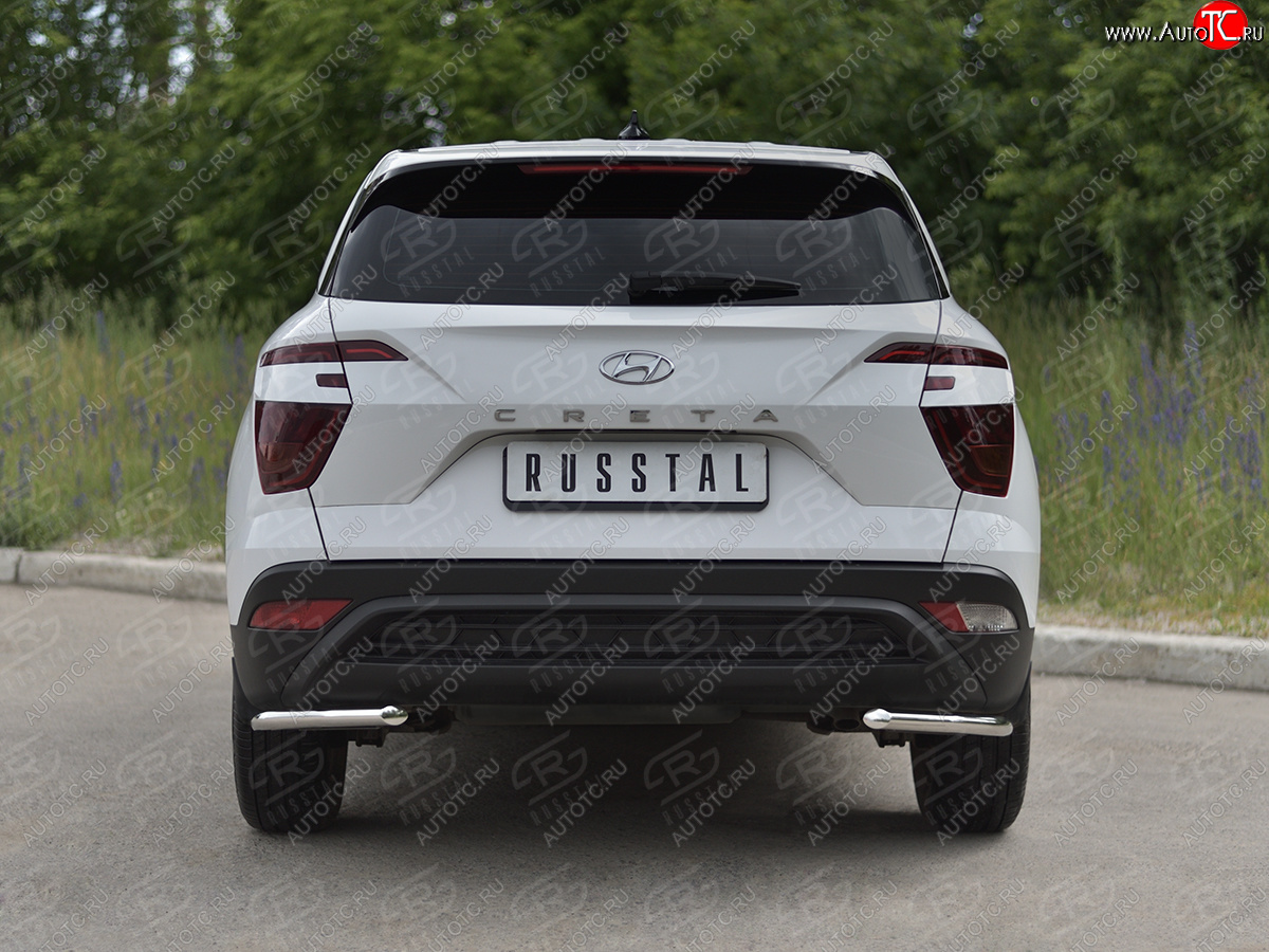 11 749 р. Защита заднего бампера (Ø42 мм, уголки, нержавейка) SLITKOFF  Hyundai Creta  SU (2020-2022)  с доставкой в г. Керчь