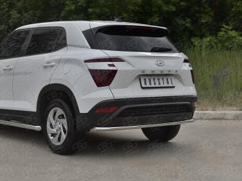 Защита заднего бампера (Ø42 мм, нержавейка) SLITKOFF Hyundai Creta  SU (2020-2022) (полированная нержавейка)