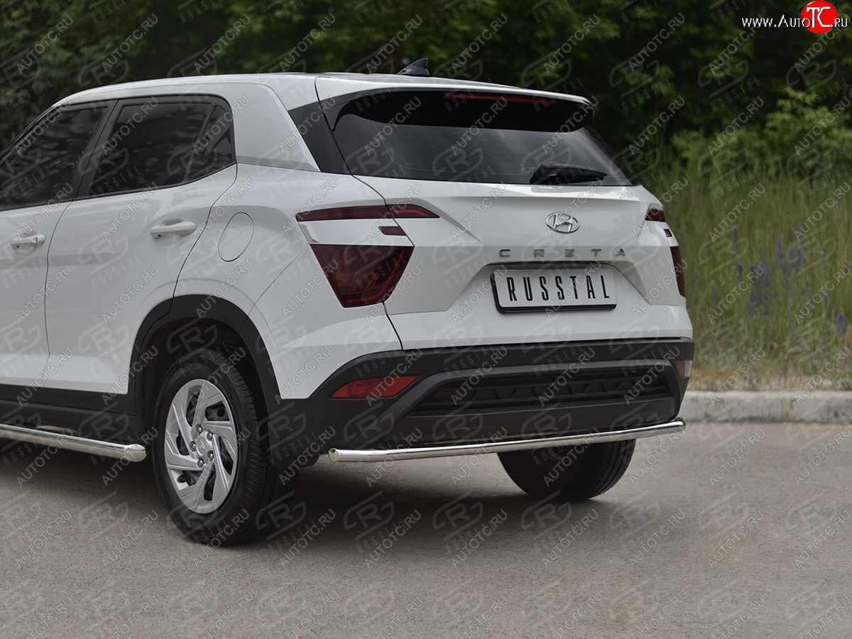 13 399 р. Защита заднего бампера (Ø42 мм, нержавейка) SLITKOFF  Hyundai Creta  SU (2020-2022) (полированная нержавейка)  с доставкой в г. Керчь