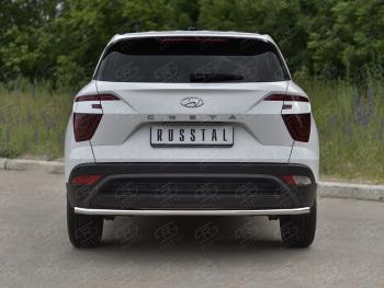 13 399 р. Защита заднего бампера (Ø42 мм, нержавейка) SLITKOFF  Hyundai Creta  SU (2020-2022) (полированная нержавейка)  с доставкой в г. Керчь. Увеличить фотографию 2