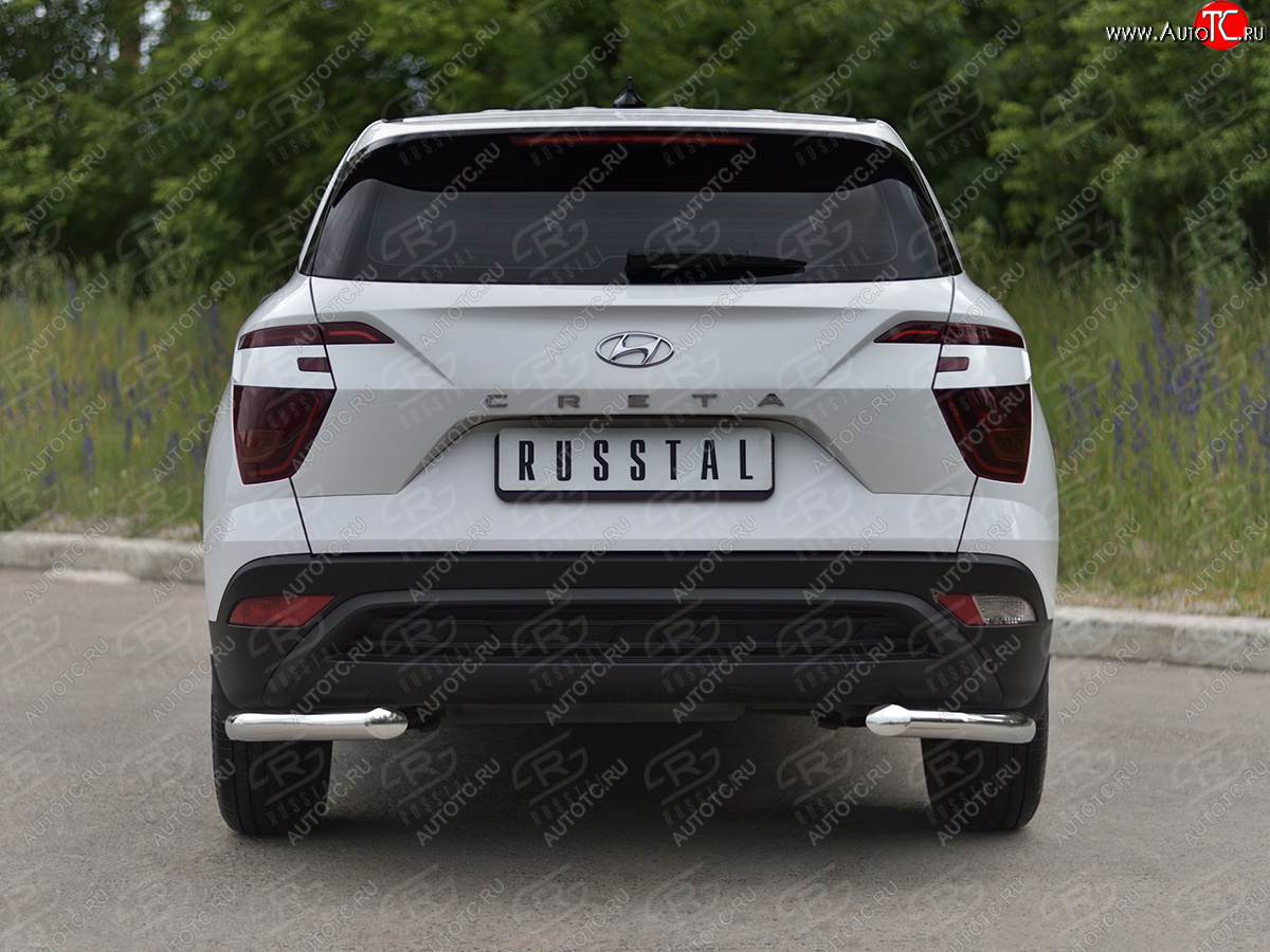 13 399 р. Защита заднего бампера (Ø63 мм уголки, нержавейка) SLITKOFF  Hyundai Creta  SU (2020-2022)  с доставкой в г. Керчь