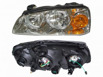 Левая передняя фара SAT (хром) Hyundai Elantra  XD2 (2003-2010) рестайлинг седан
