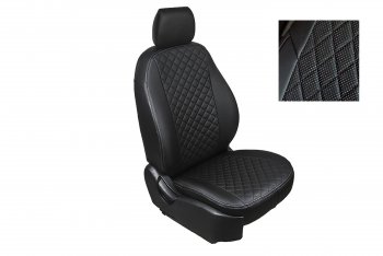 Чехлы сидений Seintex Ромб (экокожа, 60/40 с задним подлокотникам, Airbag) Hyundai Elantra  CN7 (2020-2023) (Черный)
